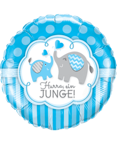 Folienballon "Hurra, ein Junge!" Elefant
