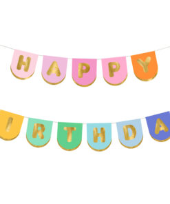 Banner Happy Birthday, bunt, "Wappenform"