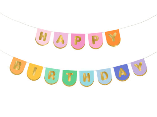 Banner Happy Birthday, bunt, "Wappenform"