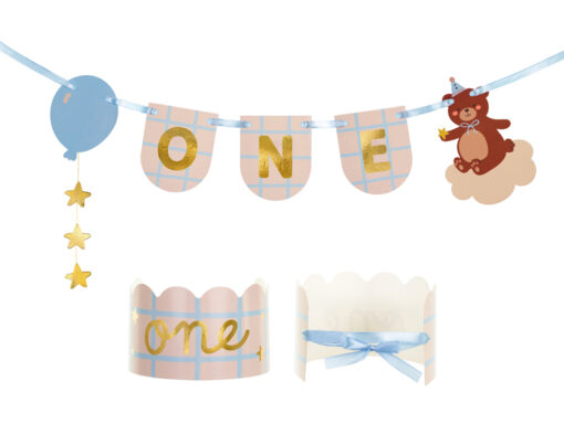 Banner Teddy Bär und Krone im Set