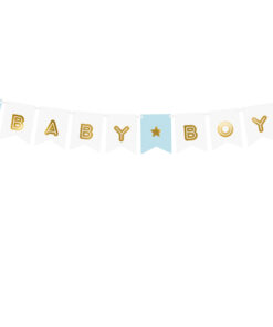 Banner BABY BOY mit goldenem Schriftzug