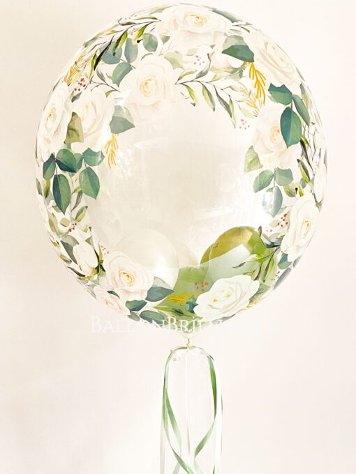 Folienballon Bubble "Rosen" mit kleinen Ballonen