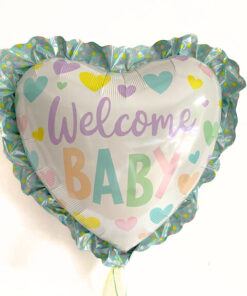 Folienballonherz "Welcome Baby"pastell