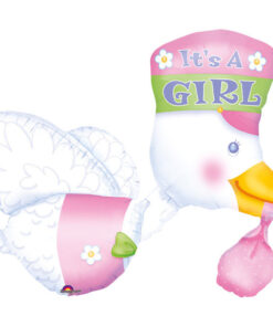 Folienballon "Klapperstorch" It´s a Girl, rosa