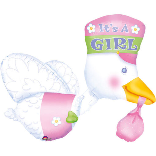 Folienballon "Klapperstorch" It´s a Girl, rosa