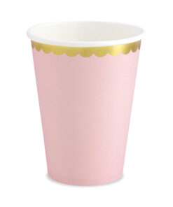 Pappbecher hellrosa mit goldf. Rand