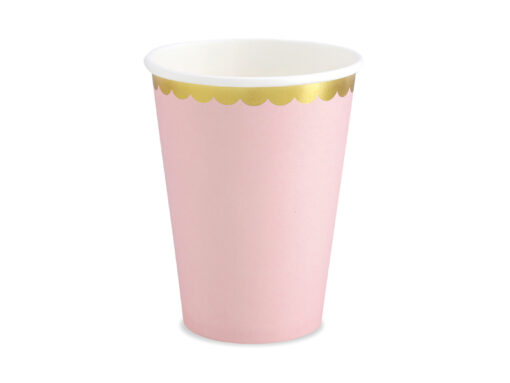 Pappbecher hellrosa mit goldf. Rand