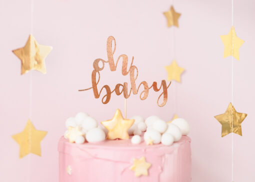 Cake Topper "Oh Baby" in rosegoldfarben – Bild 2