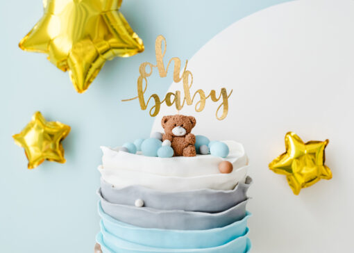 Cake Topper "Oh Baby" in  goldfarben – Bild 2