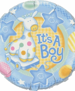 Folienballon "It´s a Boy" Giraffe auf Rollbrett