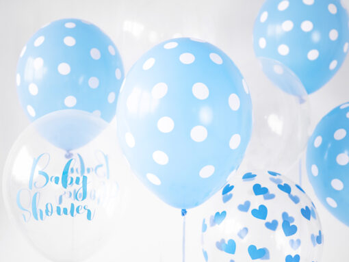 Latexballone Baby Blue mit weißen Punkten – Bild 2