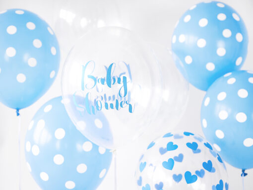 Latexballone Baby Blue mit weißen Punkten – Bild 4