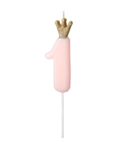 Geburtstagskerze rosa mit Krönchen