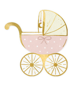 Papierservietten "Kinderwagen" beige/rosa/gold