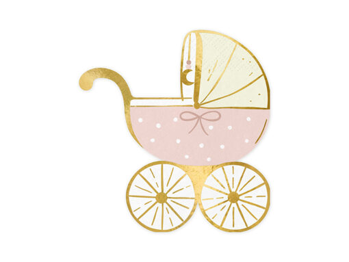Papierservietten "Kinderwagen" beige/rosa/gold
