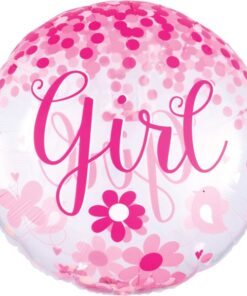 Folienballin "Girl" mit Konfettidruck, rosa/pink