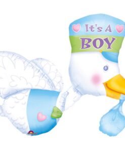 Folienballon "Klapperstorch" It´s a Boy, blau