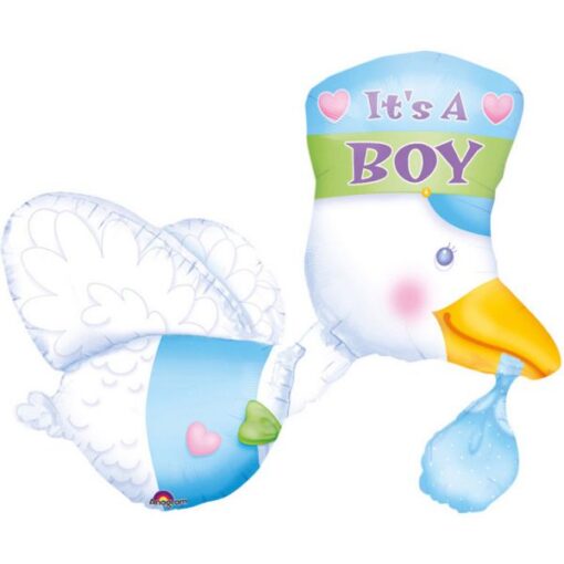 Folienballon "Klapperstorch" It´s a Boy, blau