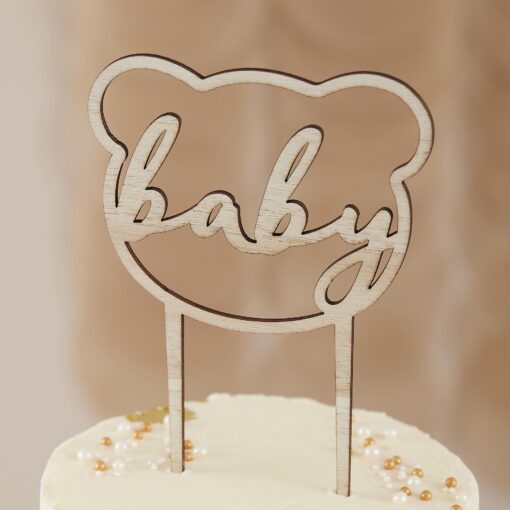 Cake Topper Bär/Baby aus Holz