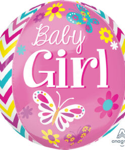 Folienballon , BABY Girl Schmetterlinge und Blumen