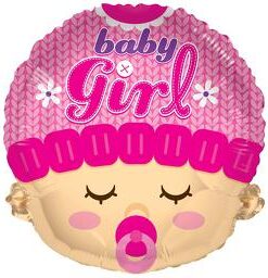 Folienballon "Baby Girl" mit Schnuller und Mütze