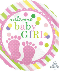 Folienballon "welcome baby GIRL" Füßchen