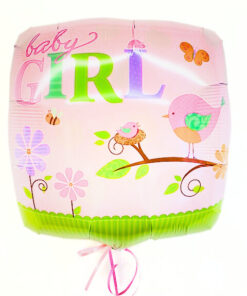 Folienballon "baby GIRL" Vögelchen
