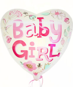 Folienballonherz "Baby Girl" Blumen