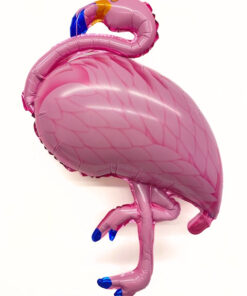 Folienballon Flamingo , auf einem Bein stehend