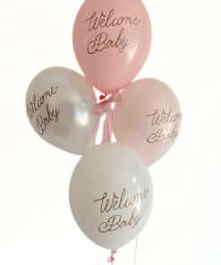 Latexballonstrauß "Welcome Baby" rosa
