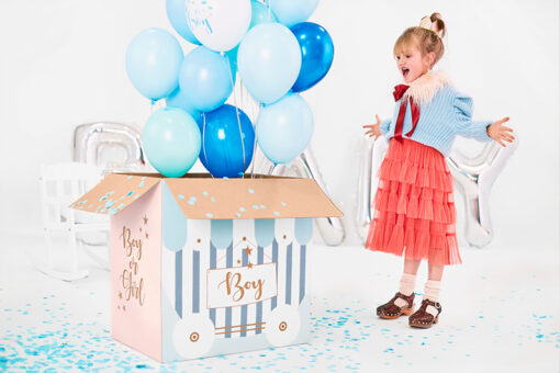 Karton "Boy or Girl" , gefüllt mit Latexballone rosa oder blau – Bild 2