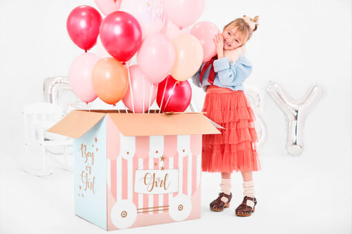 Karton "Boy or Girl" , gefüllt mit Latexballone rosa oder blau – Bild 3