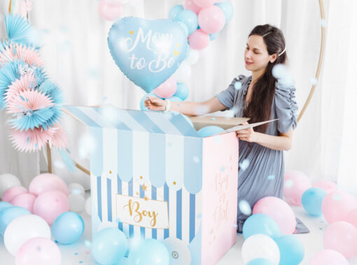Karton "Boy or Girl" , gefüllt mit Latexballone rosa oder blau – Bild 4