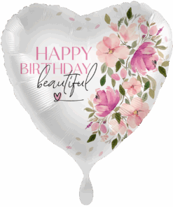 Folienballonherz "Happy Birthday" beautiful