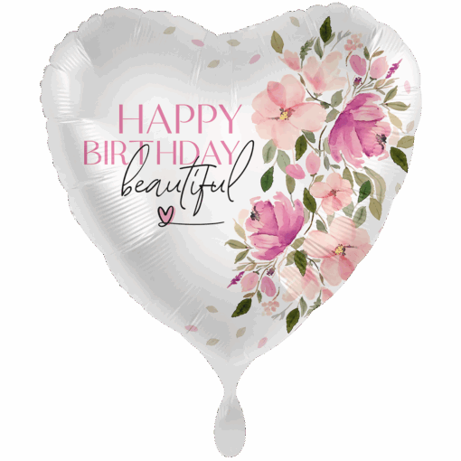 Folienballonherz "Happy Birthday" beautiful