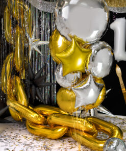 Alternative view of Spiegelfolienballon, rund, silber