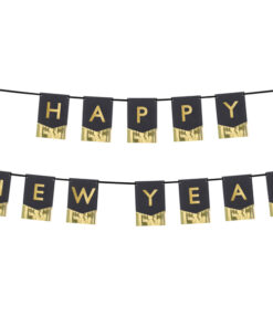 Banner "HAPPY NEW YEAR", schwarz/gold