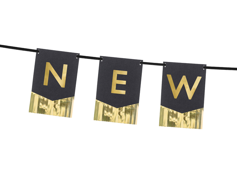 Banner "HAPPY NEW YEAR", schwarz/gold – Bild 2