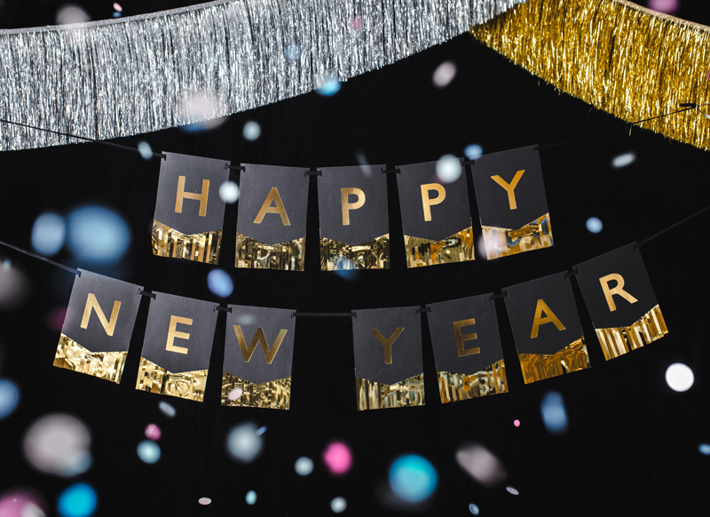 Banner "HAPPY NEW YEAR", schwarz/gold – Bild 3