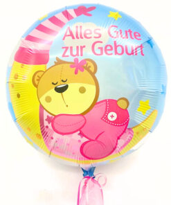 Folienballon "Alles Gute zur Geburt" Bär auf Mond