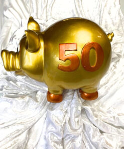Alternative view of Sparschwein "goldfarben mit Aufdruck 50"