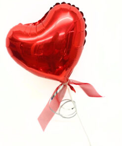 Folienstabballon Herz, rot, luftgefüllt - "Kleines Mitbringsel"