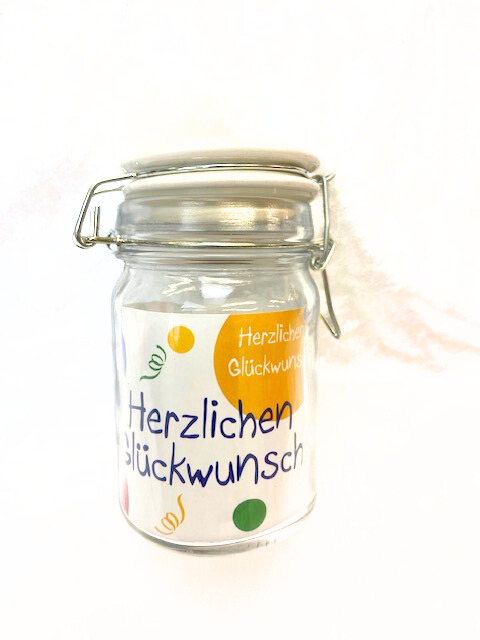 Geldgeschenk "Glas Herzlichen Glückwunsch"