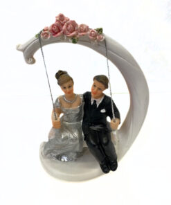 Silberhochzeit Dekofigur "Brautpaar auf Schaukel" mit Glitzer