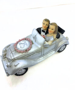Dekofigur "Silberhochzeitspaar im Auto"