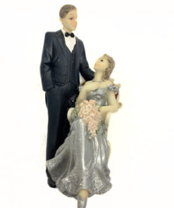 Silberhochzeitspaar Braut auf Sessel Dekofigur