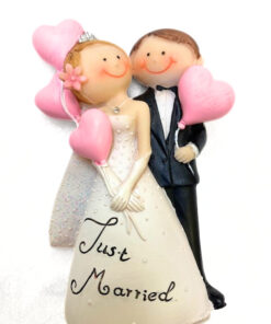 Dekofigur Brautpaar mit Luftballone "Just Married"