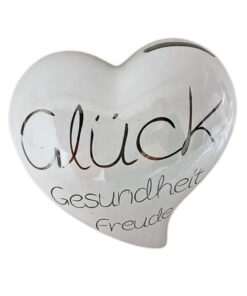 Spardose Herz "Glück, Gesundheit, Freude"