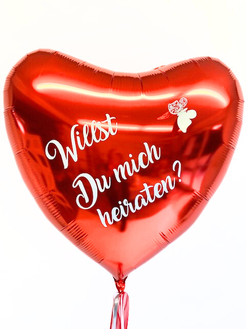 Folienballon Herz rot "Willst Du mich heiraten?"