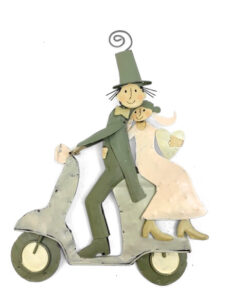 Metall "Motorroller mit Brautpaar"